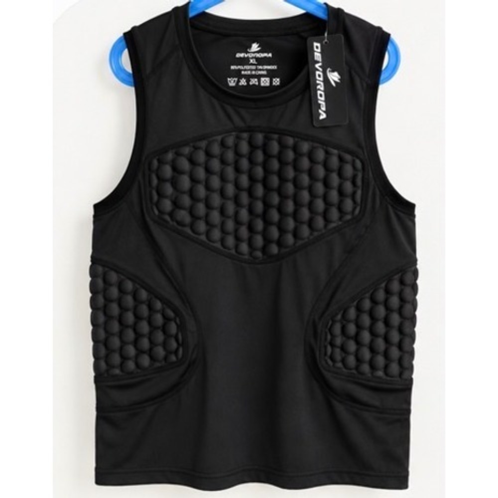 Devoropa  Padded Compression Shirt Black Sleeveless Tank XL Football Rib Vest